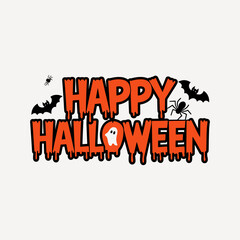 Happy Halloween t shirt design typography on an isolated white background 