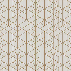 Elegant Geometric Pattern Gold Cube Design on White Background.