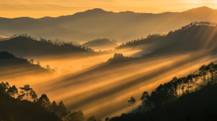 Sunrise over Misty Mountains