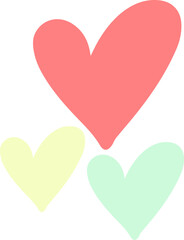 Three delicately sketched hearts bring a touch of warmth and personality to any project, making them perfect for romantic themes, invitations, greeting cards, and more.