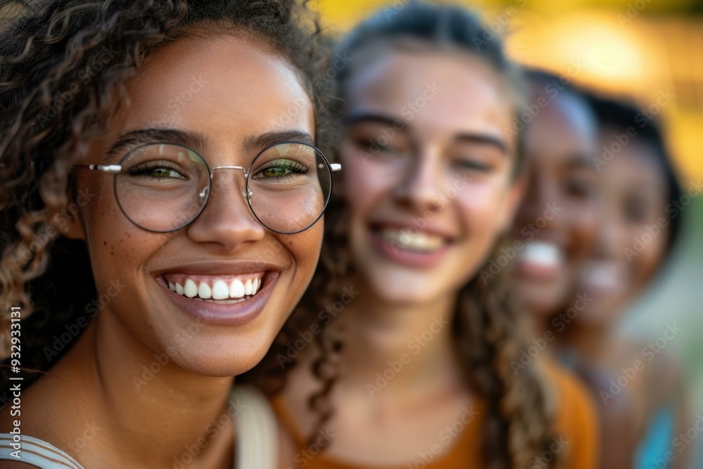 Canvas Prints smiling friends enjoying a sunny day together. ai.