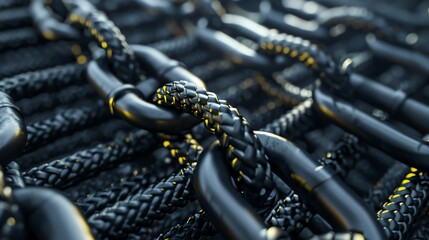 3D render of industrial bungee cords and hooks