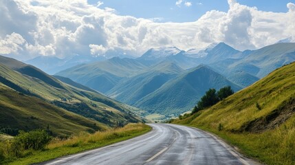 Fototapeta premium Serene Mountain Road with a Stunning View