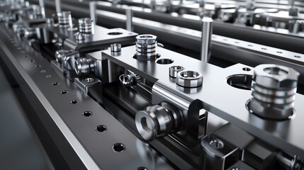 3D render of industrial clamps and fasteners, realistic