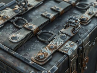 3D render of industrial straps and locks, high detail