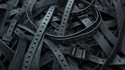 3D render of industrial straps and cords, detailed