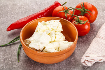 Soft Philadephia cheese in the bowl