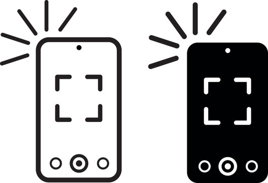 Take Photo Vector Icon Set - Camera Signs and Photography Flash Symbols, High-Resolution Phone Picture Icons, Ideal for Photo camera, Mobile Photography, and Media Illustrations