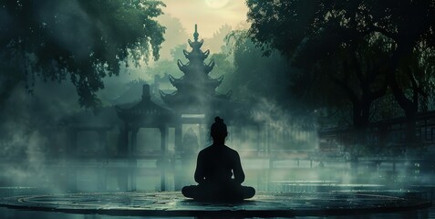 Training in martial arts with meditation focus