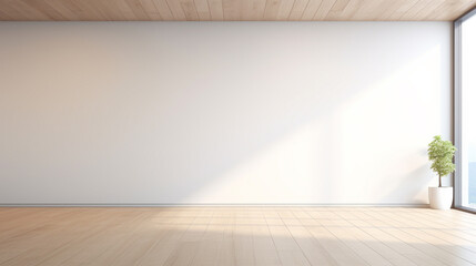  Perspective view of blank light wall with place for poster or banner in a modern office corridor interior.