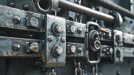 Detailed 3D render of industrial clamps and locks
