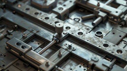 Fototapeta premium Detailed 3D render of industrial clamps and locks