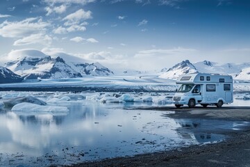 Travel in Iceland with a motorhome for an adventure vacation at Jokulsarlon