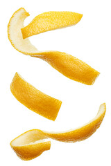 lemon peel swirl isolated on white PNG