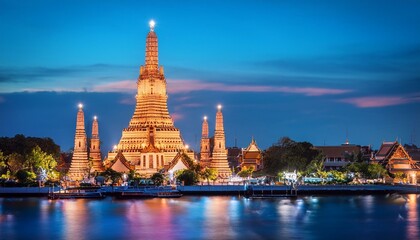 Naklejka premium Wat Arun night view Temple in bangkok, Thailand