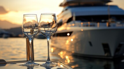 Romantic Sunset on a Yacht