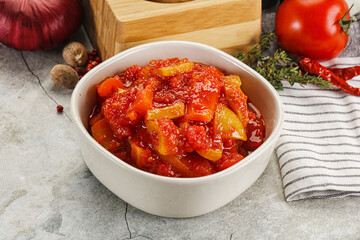 Homemade Lecho with tomato and paprika