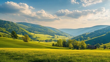 Fototapeta premium Serene Mountain Valley Landscape
