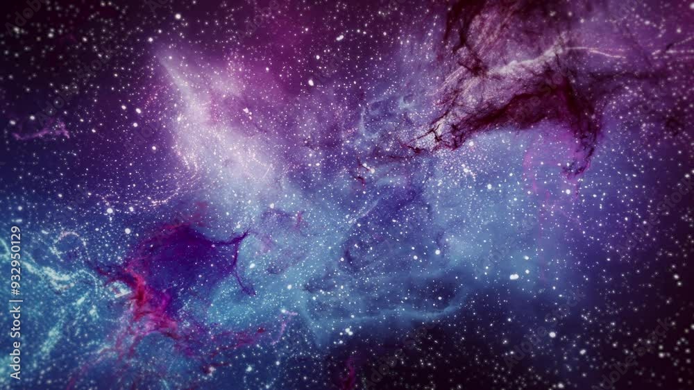 Wall mural nebula clouds background loop. passing nebula orange clouds on background seamless loop.