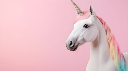 Whimsical unicorn, rainbow mane, glittering stars, vibrant pastel background