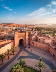 Obraz premium The mix of ancient and modern architecture in Marrakesh, with traditional riads alongside
