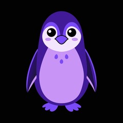 Fototapeta premium Purple with pink penguin on black background, print design inspired by nature
