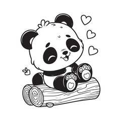 panda Vector illustration of kids coloring book page