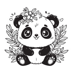 panda Vector illustration of kids coloring book page © Alifa Yeasmin