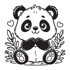 panda Vector illustration of kids coloring book page