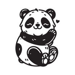 panda Vector illustration of kids coloring book page