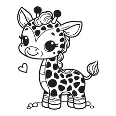 giraffe vector cartoon coloring book page