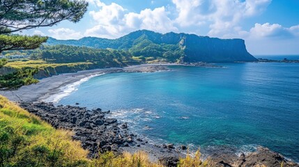 Serene Coastal Landscape in Jeju Island, South Korea
