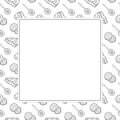 food and beverage frame in doodle style frame background