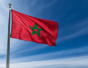 close up of Moroccan flag waving