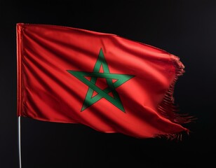 close up of Moroccan flag waving