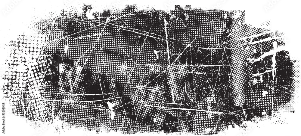 Poster Glitch distorted grange shape . Noise grungy logo . Trendy defect error shapes . Glitched frame .Grunge textured . Distressed effect .Vector shapes