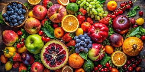 Dreamy Still Life Fruit Composition Whimsical Bird's Eye View Delight