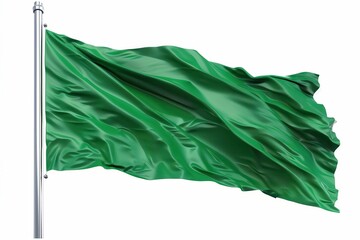 Green Flag Waving Symbol on White Background, Isolated and Accurate Banner Design