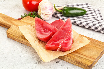 Raw fresh tuna fish steak