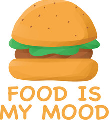burger illustration with typography design