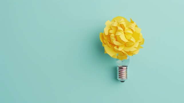 A minimalist composition featuring a yellow symbol representing ideas, placed on a clean, uncluttered surface with plenty of copy space. Ideal for conveying concepts related to creativity.