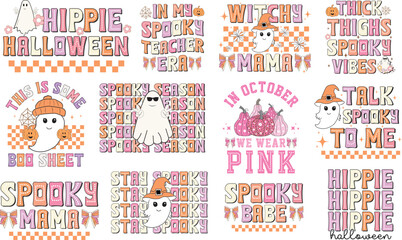 Retro Halloween Printable Sublimation Design, Witch Bundle, Spooky Bundle, Sublimation Bundle