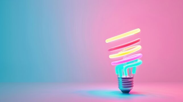 A creative neon symbol idea glowing in vivid colors, set against a simple and uncluttered background. The image provides plenty of copy space for adding text or graphics.