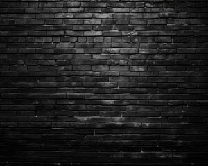 Black brick wall dark texture background with copy space for text