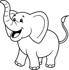 Obraz premium Simple Elephant Coloring Page Illustration Perfect for Kids 