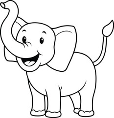Elephant Coloring Page Illustration Fun Art for Kids Coloring Book
