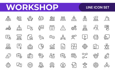Workshop and Office related outline icon collection. Editable line icon set.
