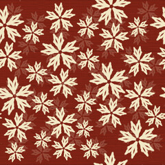 A colorful and decorative seamless floral and snowflake pattern combining elements of winter and spring, perfect for festive wallpaper or holiday-themed designs