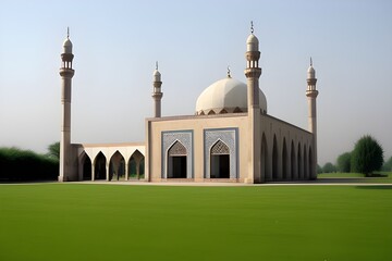Fototapeta premium Mosque: A place of worship in Islam, featuring distinctive architectural elements like minarets and domes, used for prayer and community gatherings.