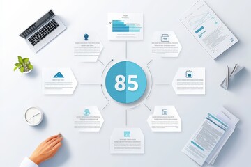 Circular diagram with eight segments, perfect for infographic templates to show various steps or options
